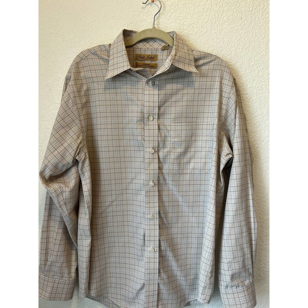 Roundtree Yorke Gold Label Long Sleeve Mens Dress Shirt Size Medium